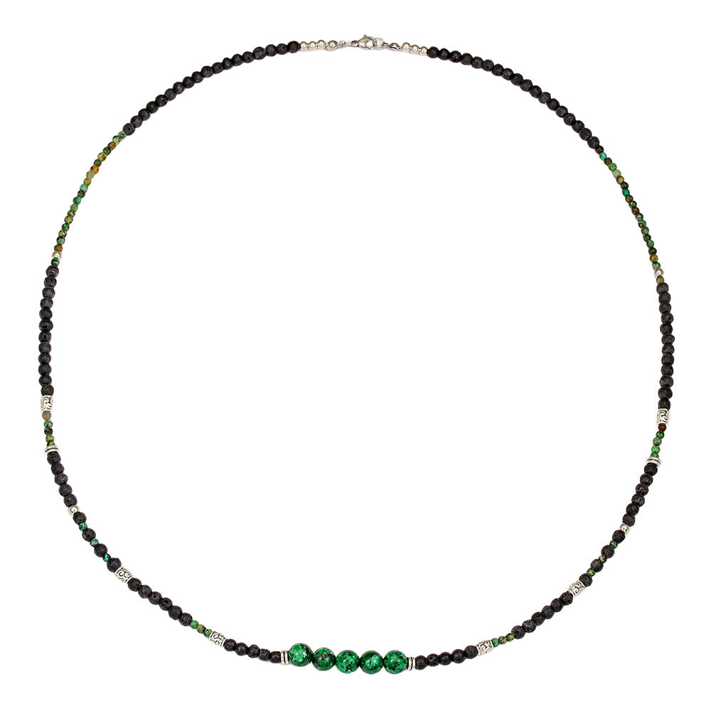 Bohemian Handmade Geometric Round Stone Turquoise Agate Ball Chain Necklace for Unisex