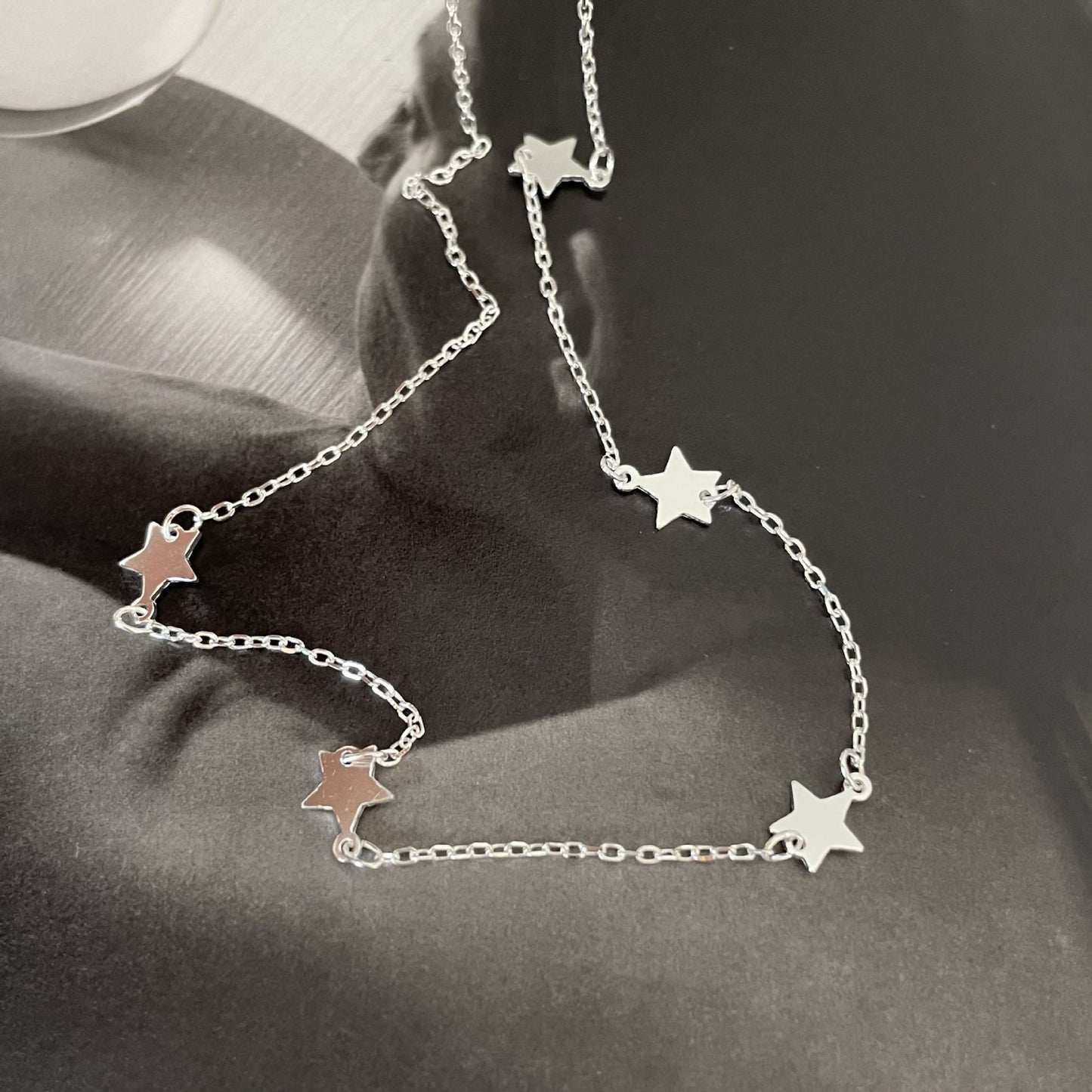 925 Sterling Silver Star Heart Pendant Plated Ball Chain Necklace for Women