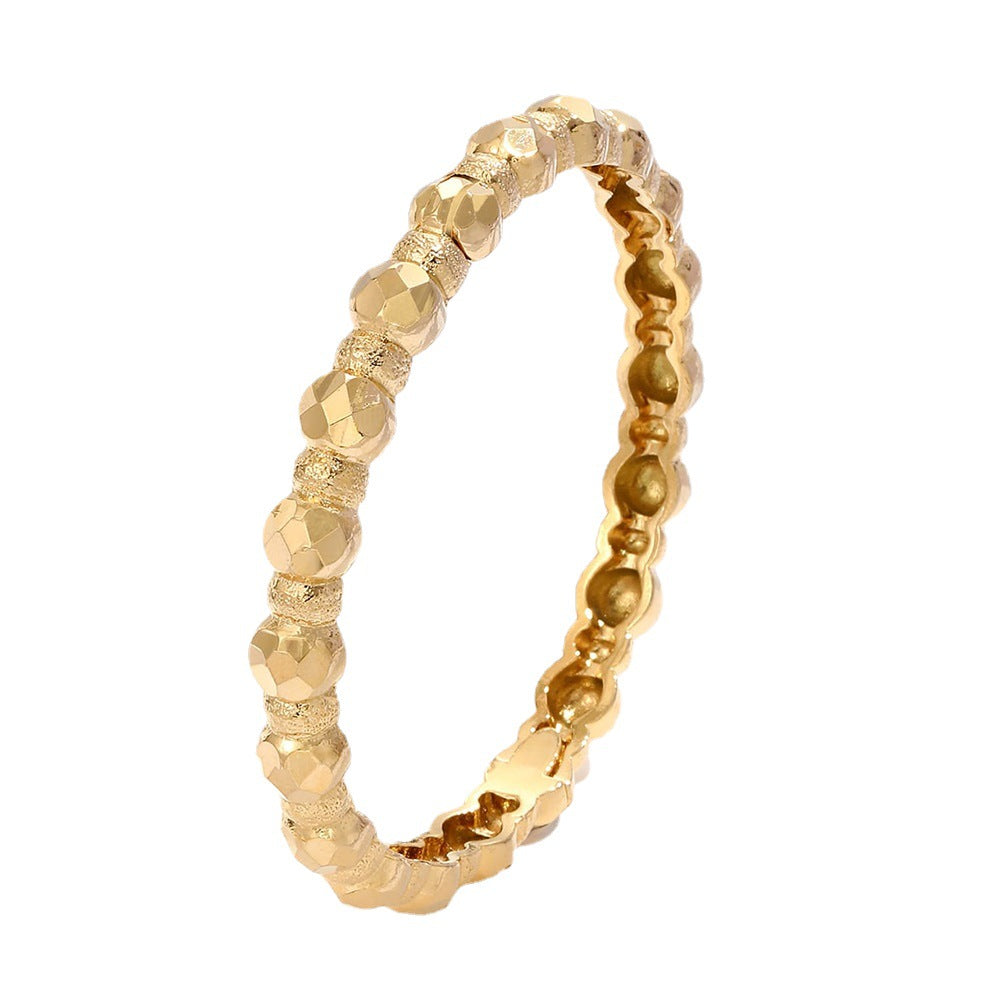 Vintage Geometric Copper Bracelet for Women with Gold Plating and Micro-Pave Detailing
