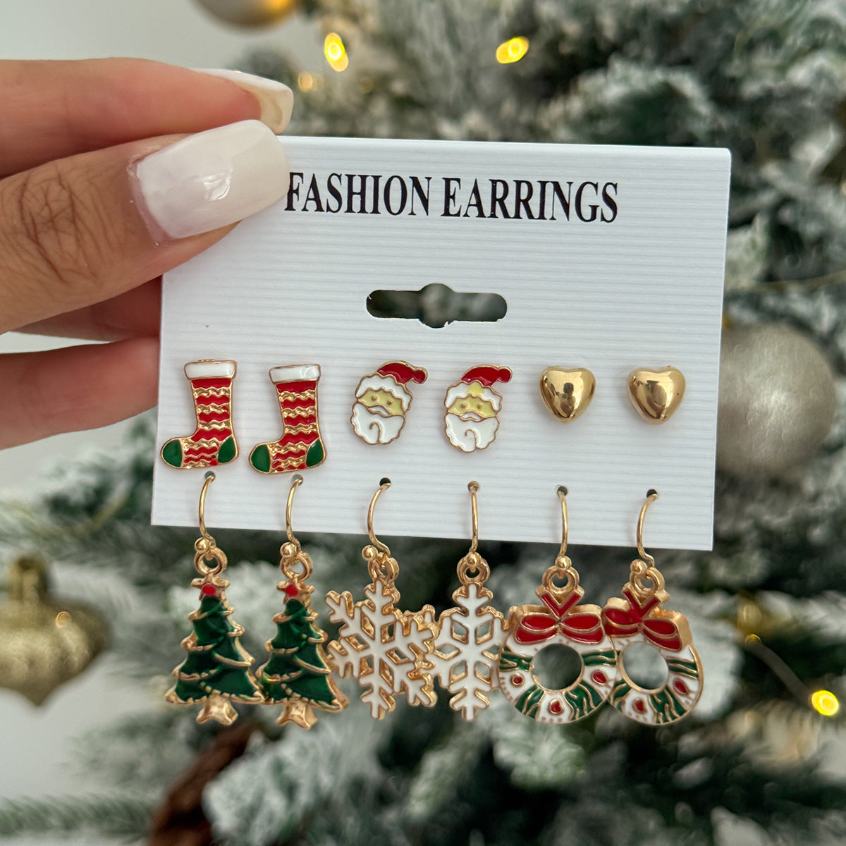 Sweet Drip Oil Snowflake Bow Alloy Plated Earrings for Women