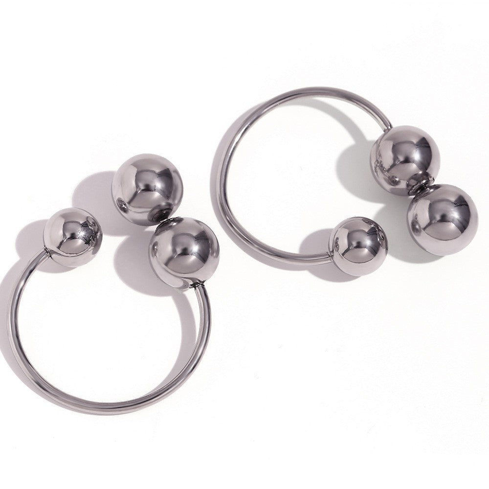 Orecchini a cerchio da donna in stile vintage con geometria a U in acciaio al titanio, placcati oro 18 carati e inserti in acrilico