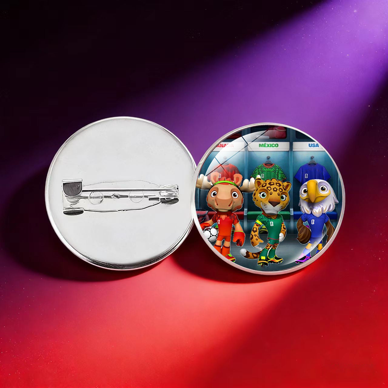 Broche Charm de Barra Redondo Geométrico Chapado en Cristal Hecho a Mano para la Mascota del Mundial 2026