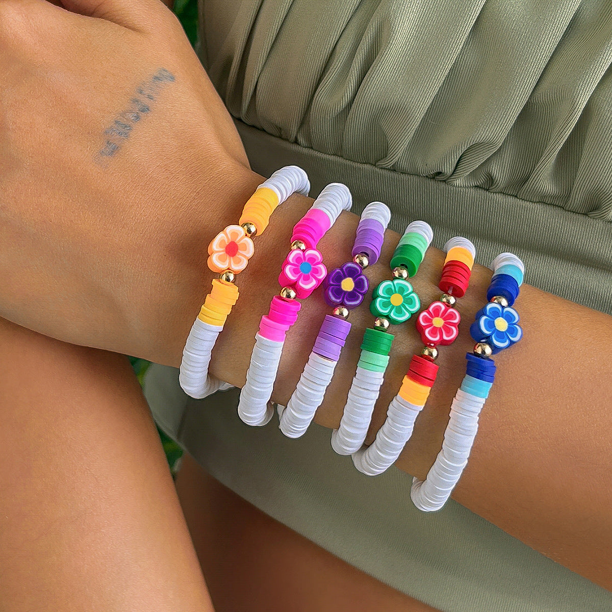 Bohemian Vintage Floral Plated Resin Bracelet for Women