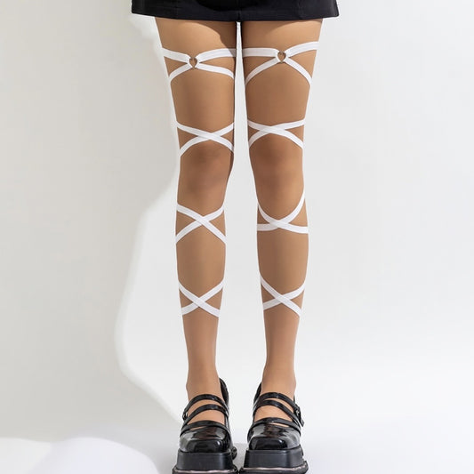 Cadena elástica geométrica de corazón para pierna de Sweet Streetwear para mujer