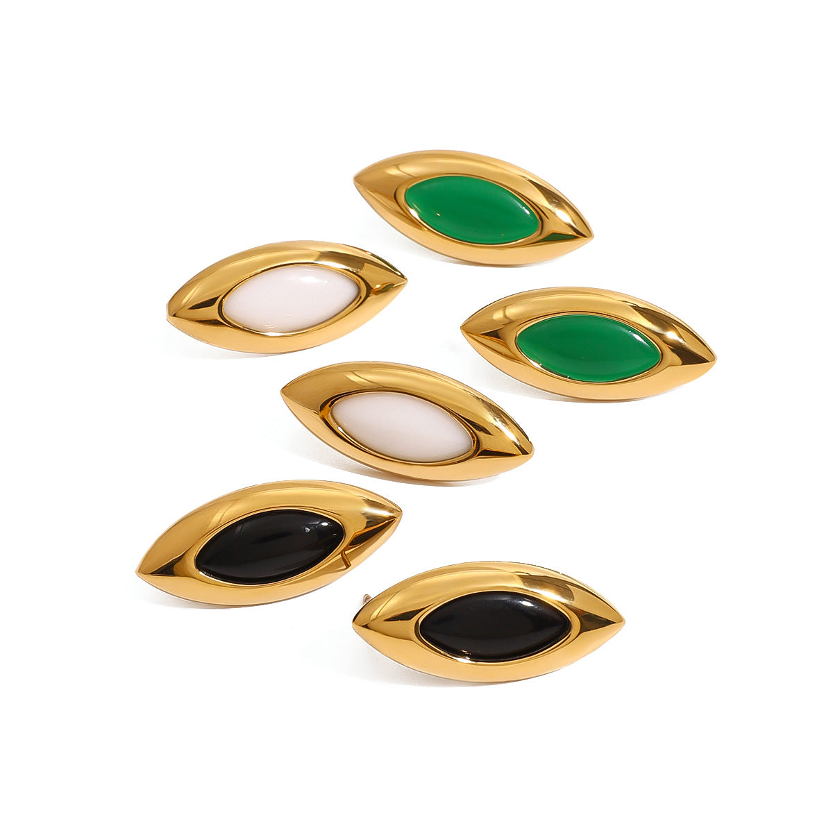 Orecchini vintage geometrici in acciaio inossidabile con finitura placcata da donna