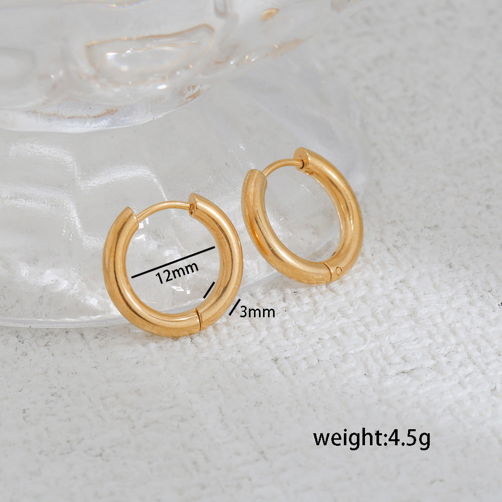 Pendientes de aro minimalistas en forma de U de acero inoxidable con baño para hombres y mujeres