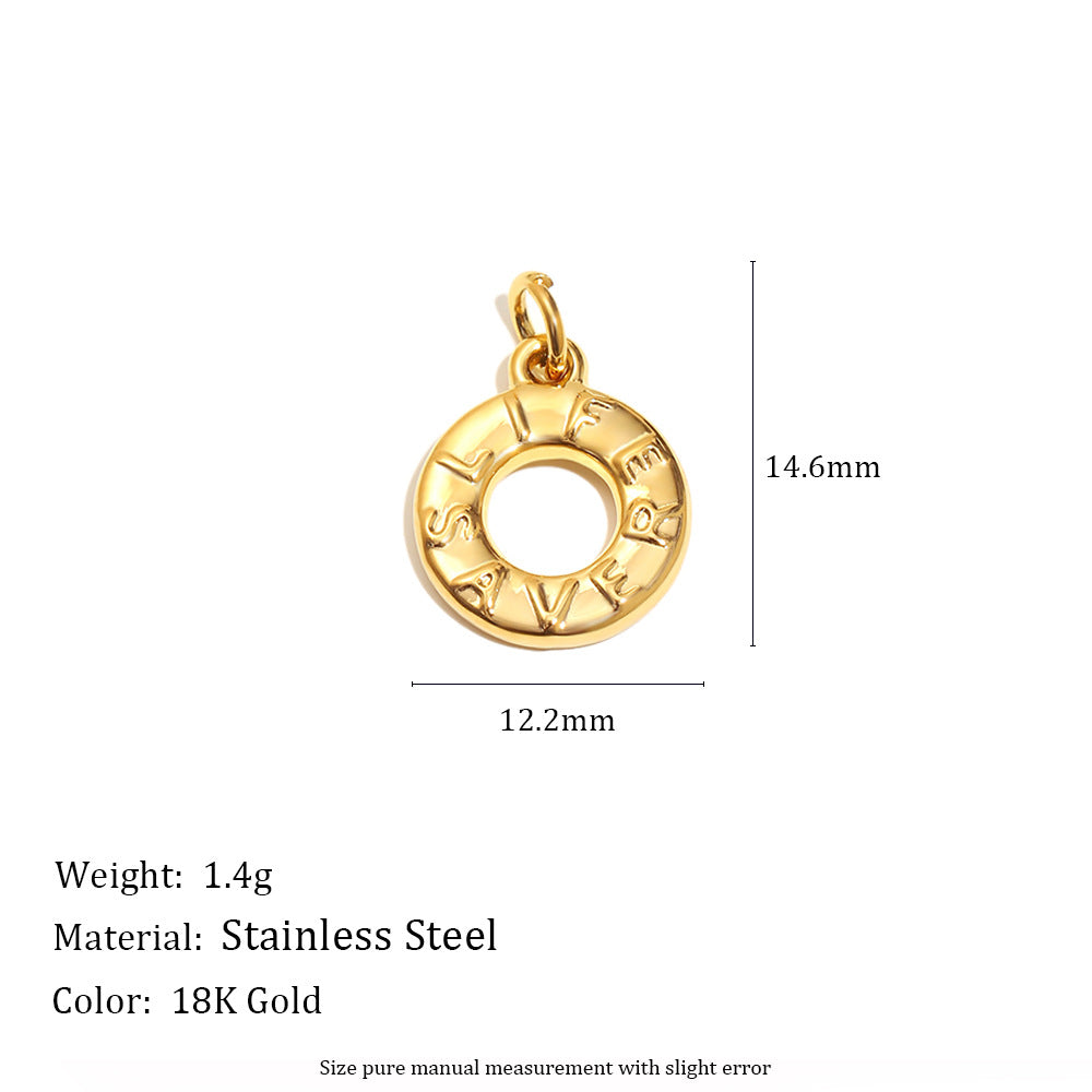 18K Gold Plated Stainless Steel Geometric Donut Charm Bar