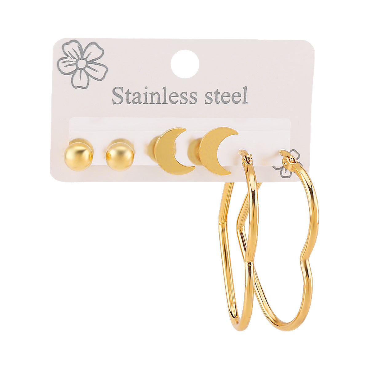 Minimalist Geometric Stainless Steel Earrings Set with Plating Finish for Women