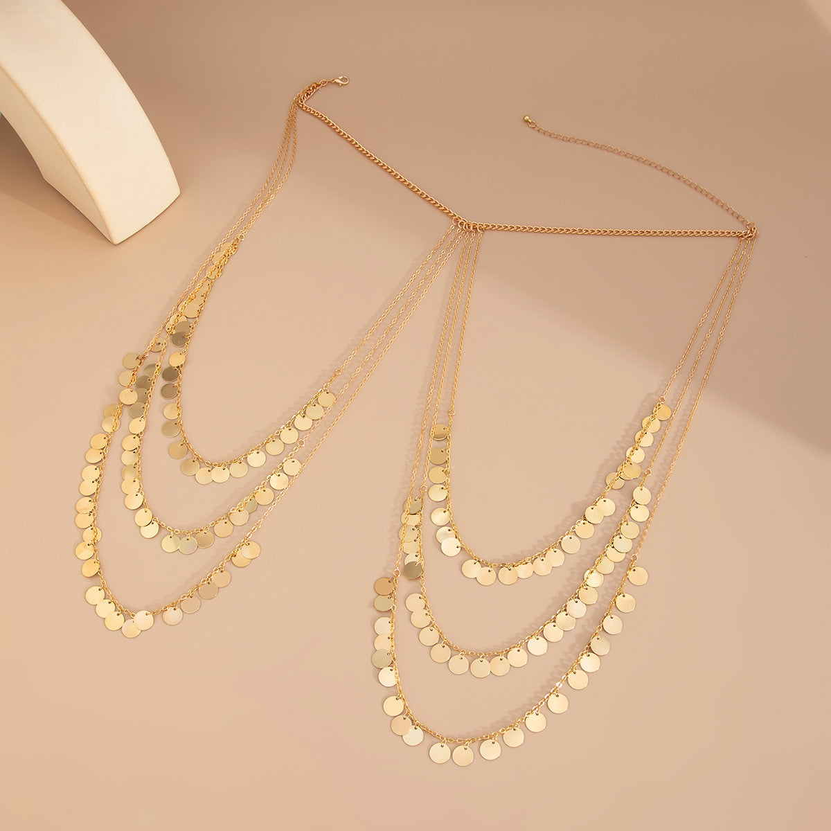Hip-hop Round Iron Body Chain Multi-layer Tassel Shoulder Chain for Women