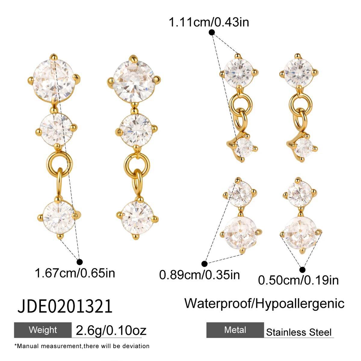 Minimalist Elegant Geometric Stainless Steel PVD Cubic Zirconia Earrings for Women