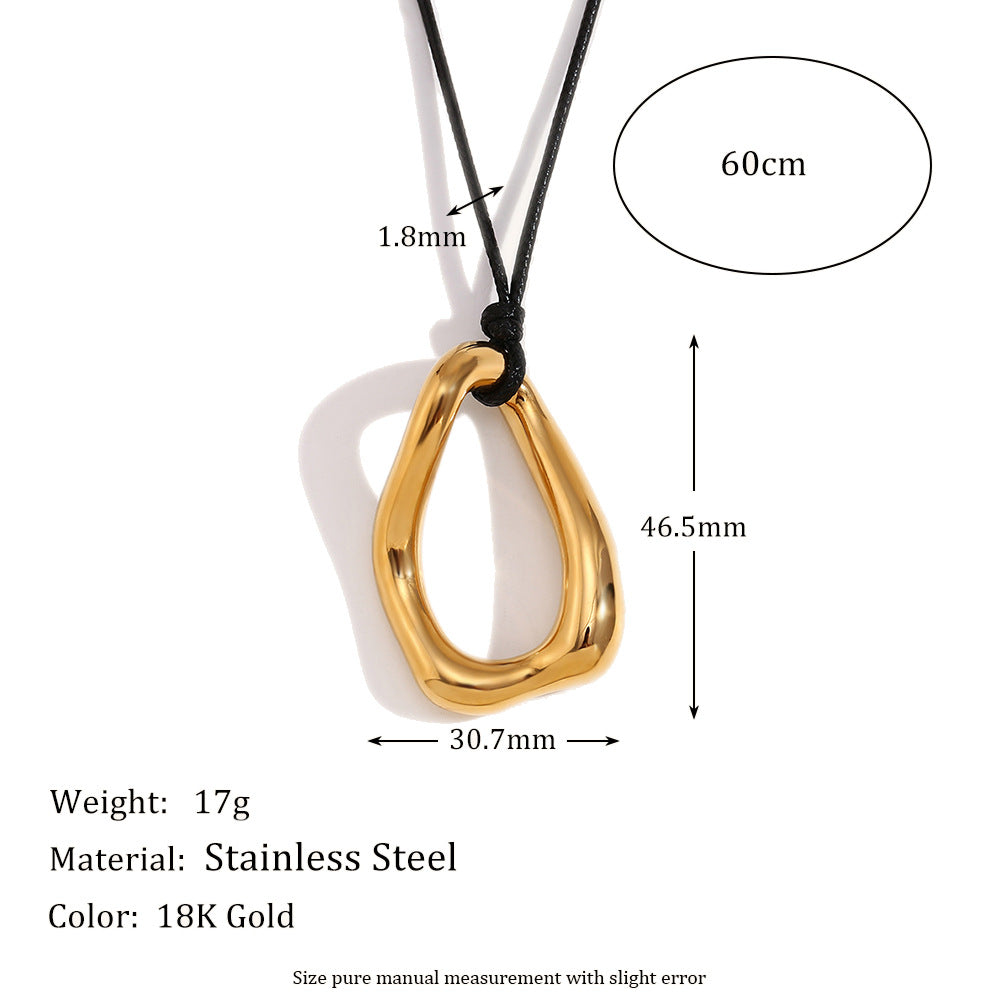 Collana rotonda geometrica irregolare 3D alla moda per donna in acciaio inossidabile con placcatura in oro 18 carati