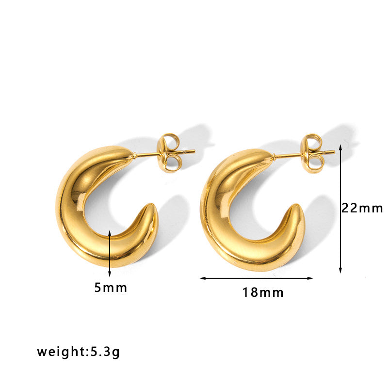 Minimalist Geometric Hollow Stainless Steel Earrings for Women with Plated Finish