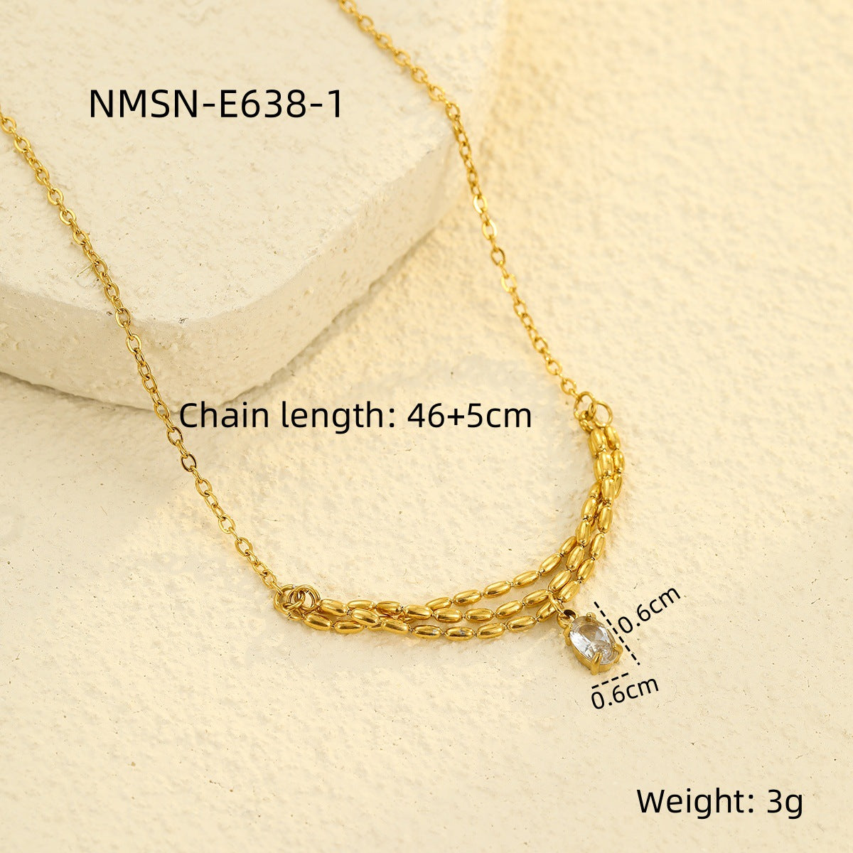 Fashionable Minimalist Stainless Steel Pendant Necklace with Zircon Accents for Women, Electroplated Clavicle Chain