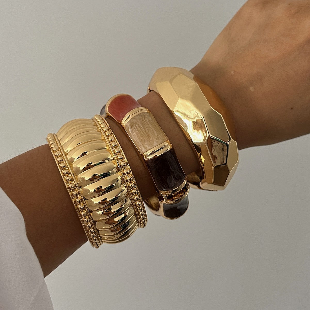 Vintage Geometric Enamel Plated Alloy Cuff Bracelet