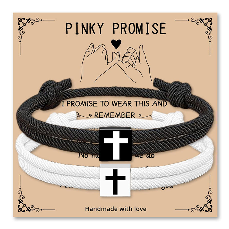 Casual Unisex Alloy Cross Bracelet Set Handmade Adjustable Cord