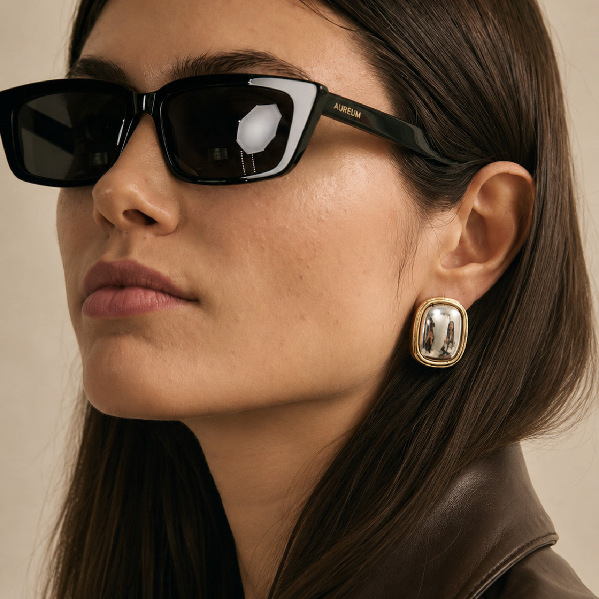 Minimalist Luxury Geometric Oval Stainless Steel Earrings PVD Plated for Women