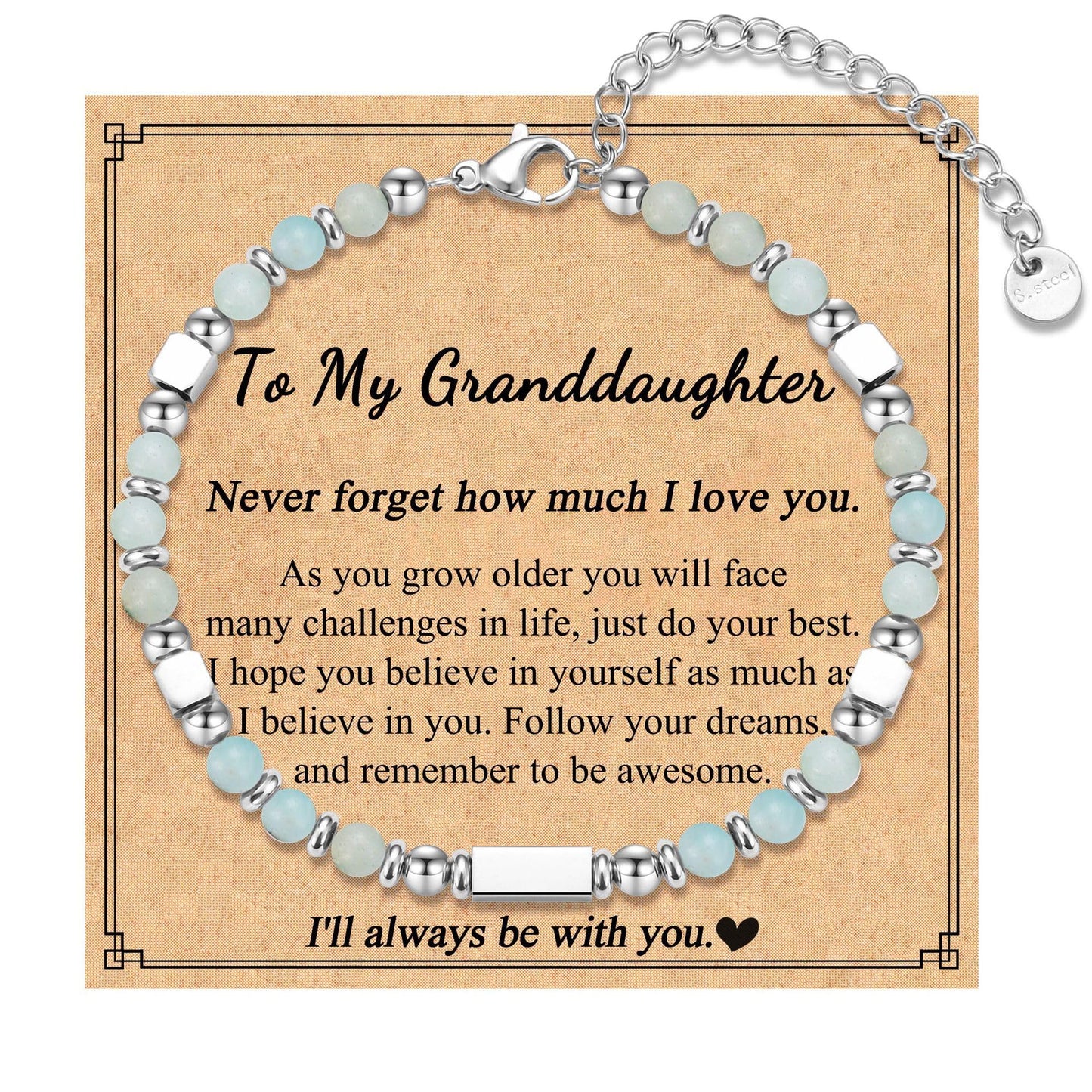 Sweet Cartoon Square Stainless Steel Beaded Bracelet