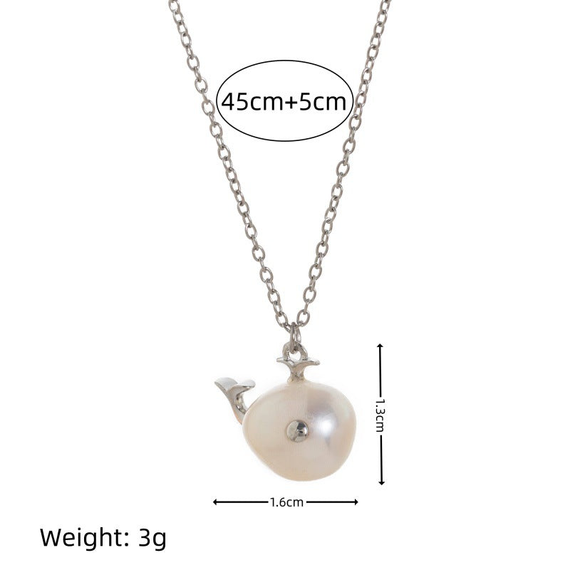 Vintage Animal-Shaped Clownfish Pendant Necklace in Titanium Steel with Plated Finish for Women