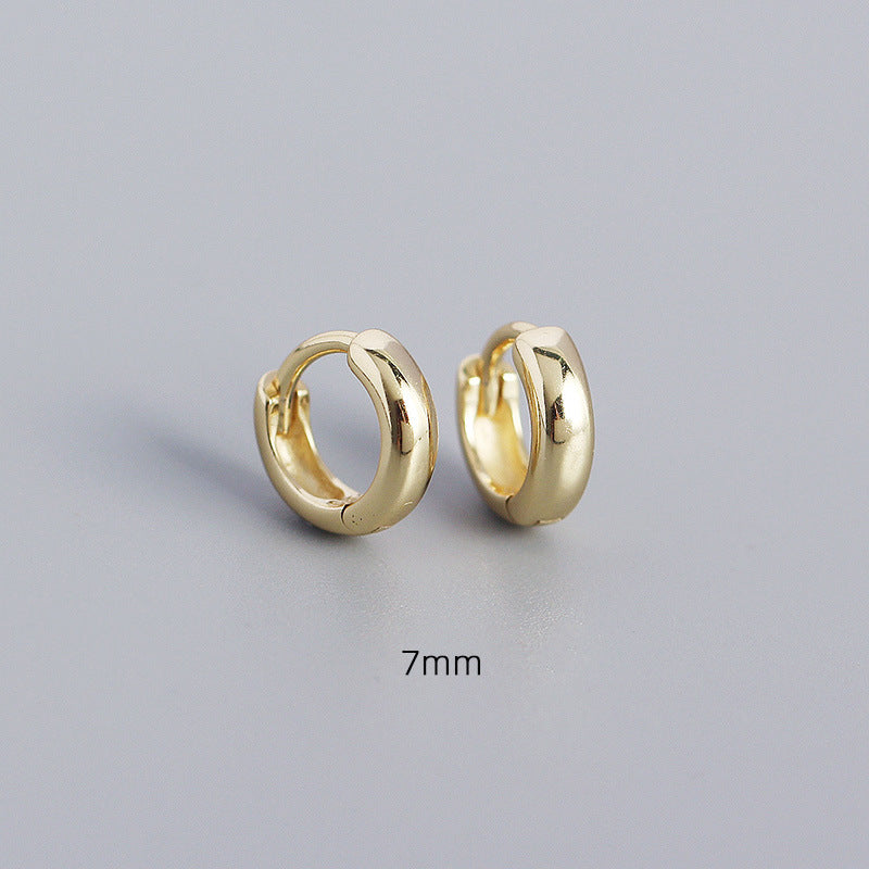 Minimalist Geometric Shiny Silver Hoop Earrings in 925 Sterling Silver with Plated Finish