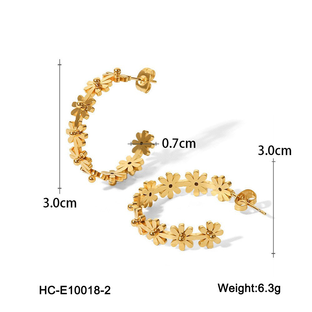 Pendientes Geométricos de Acero Inoxidable en Forma de C con Baño de Oro Hipoalergénicos Minimalistas de Moda