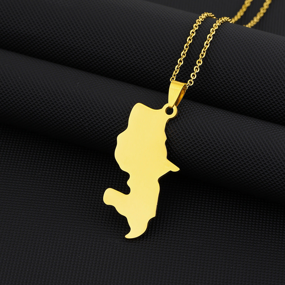 Collar con Colgante Geométrico Minimalista de Acero Inoxidable con Acabado Chapado para Mujer, Cadena de Capas a la Moda