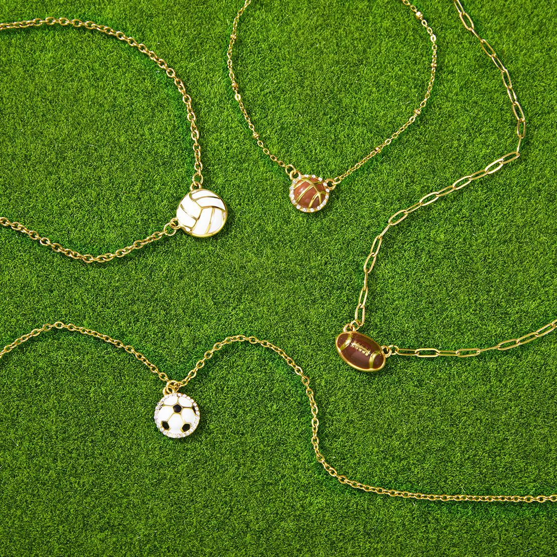 Geometric Drip Oil Stainless Steel Soccer Necklace for Women