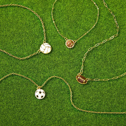Geometric Drip Oil Stainless Steel Soccer Necklace for Women