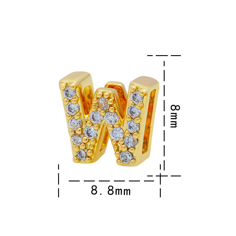 Collana con Ciondolo a Lettera Minimalista da Donna in Acciaio al Titanio con Placcatura in Oro 18K e Strass su Catena O-Ring