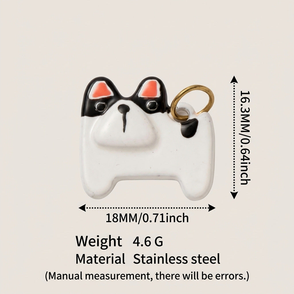 Luxury Casual 18K Gold Plated Titanium Steel Cat Animal Charm Bar
