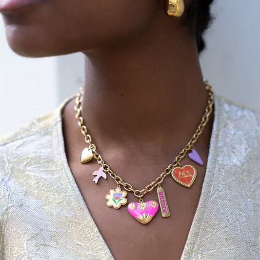 Sweet Gold Plated Brass Heart Charm Bar