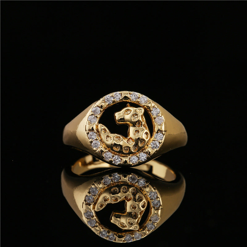 18K Gold Plated Brass Geometric Animal Open Ring for Women
