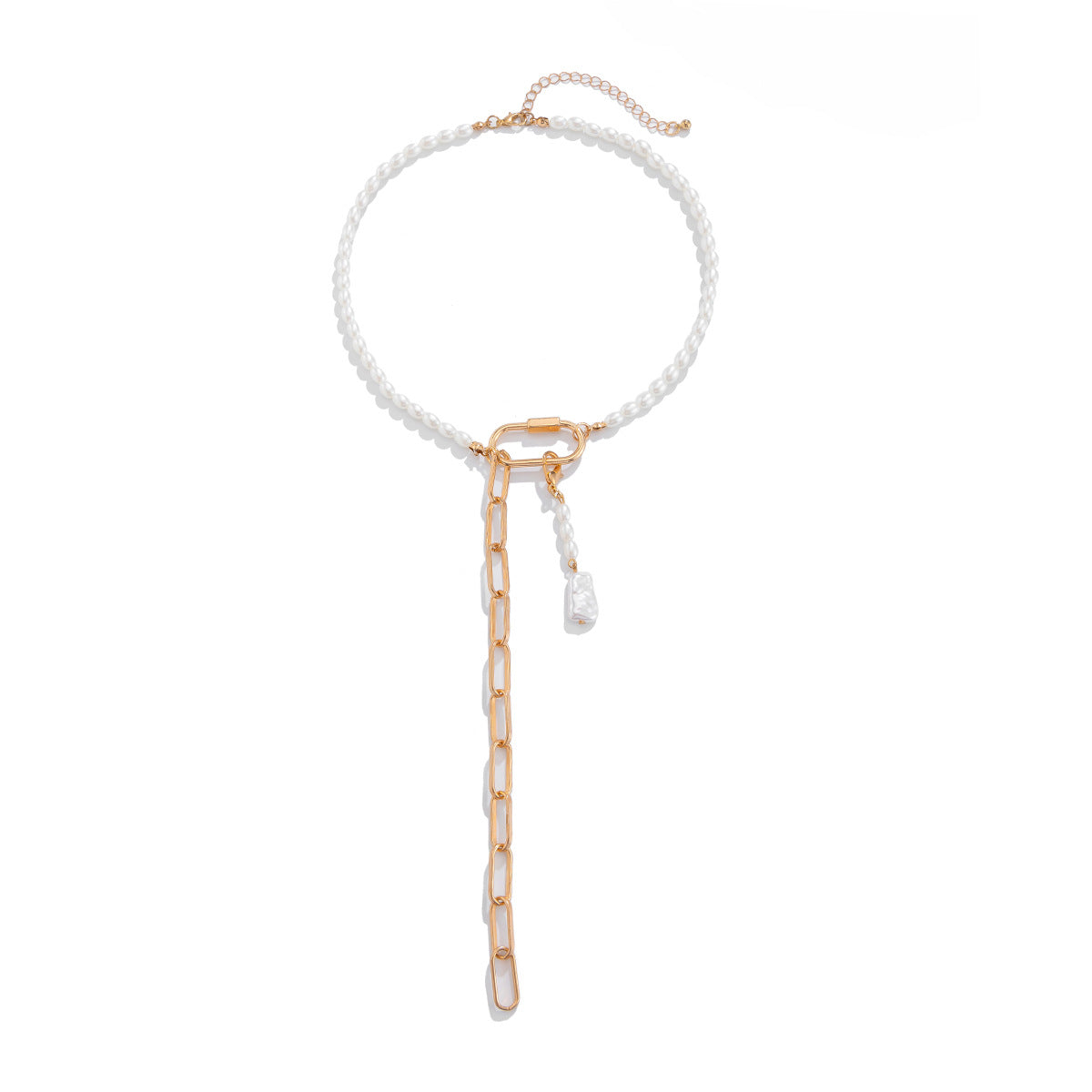 Collar colgante de aleación geométrica minimalista con borla desmontable, cadena en forma de Y con cierre en O chapado en cruz
