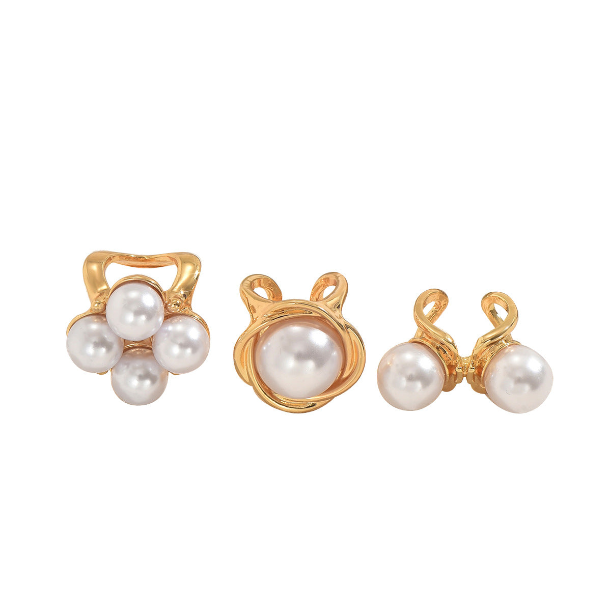 Set di Anelli da Donna Minimalisti Geometrici in Lega di Zinco con Intarsio di Perle, Anelli alla Moda con Fascia Aperta Regolabile