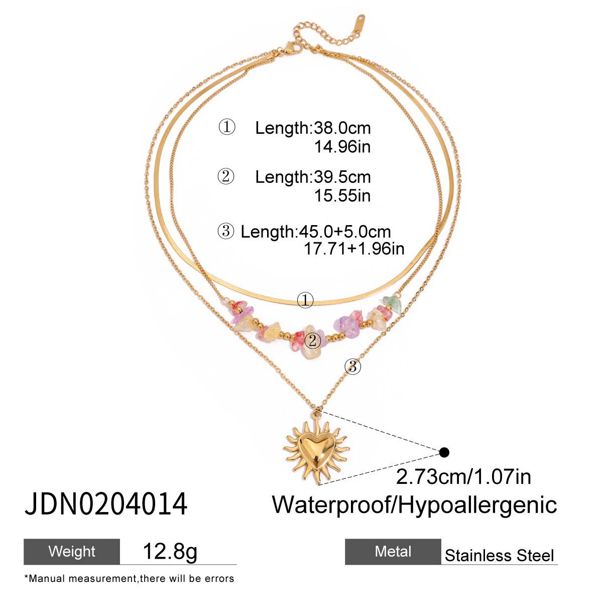 Elegante collana a pendente in acciaio inossidabile a forma di cuore con finitura placcata per donna, gioiello con catena a medaglione geometrico minimalista