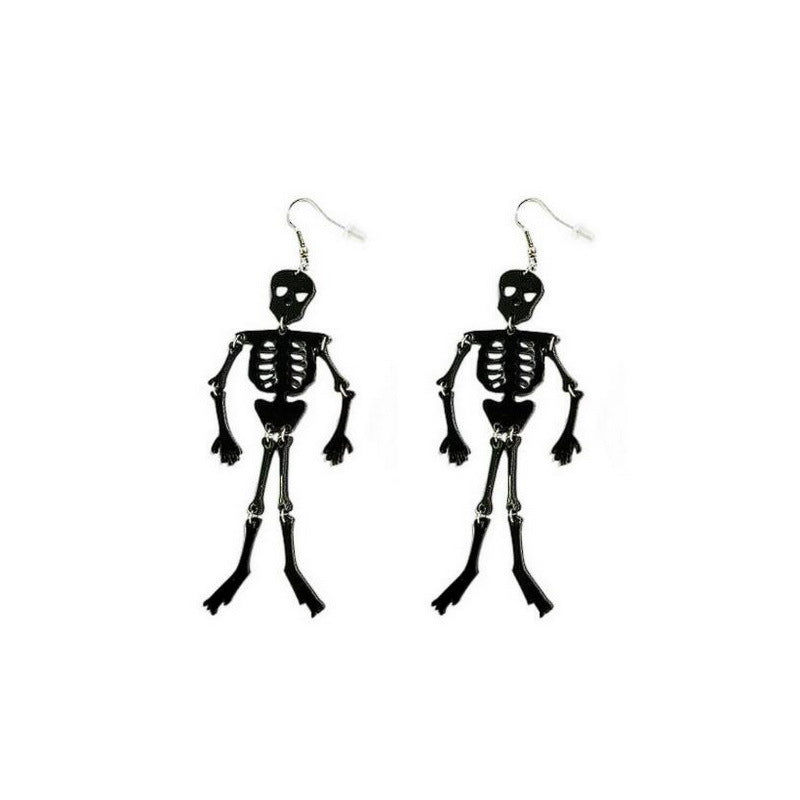 Orecchini asimmetrici in acrilico per Halloween con lettere glitterate, motivi di zucca, fantasma, teschio, scheletro e ragno