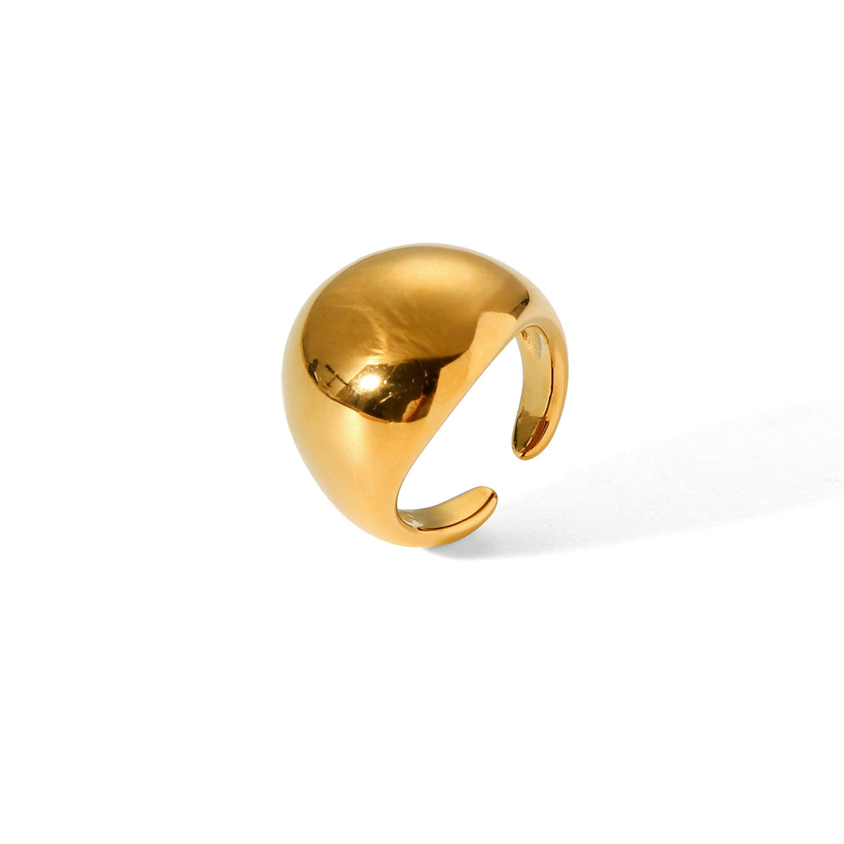 Anello curvo grosso in acciaio inossidabile placcato oro con design geometrico minimalista da donna