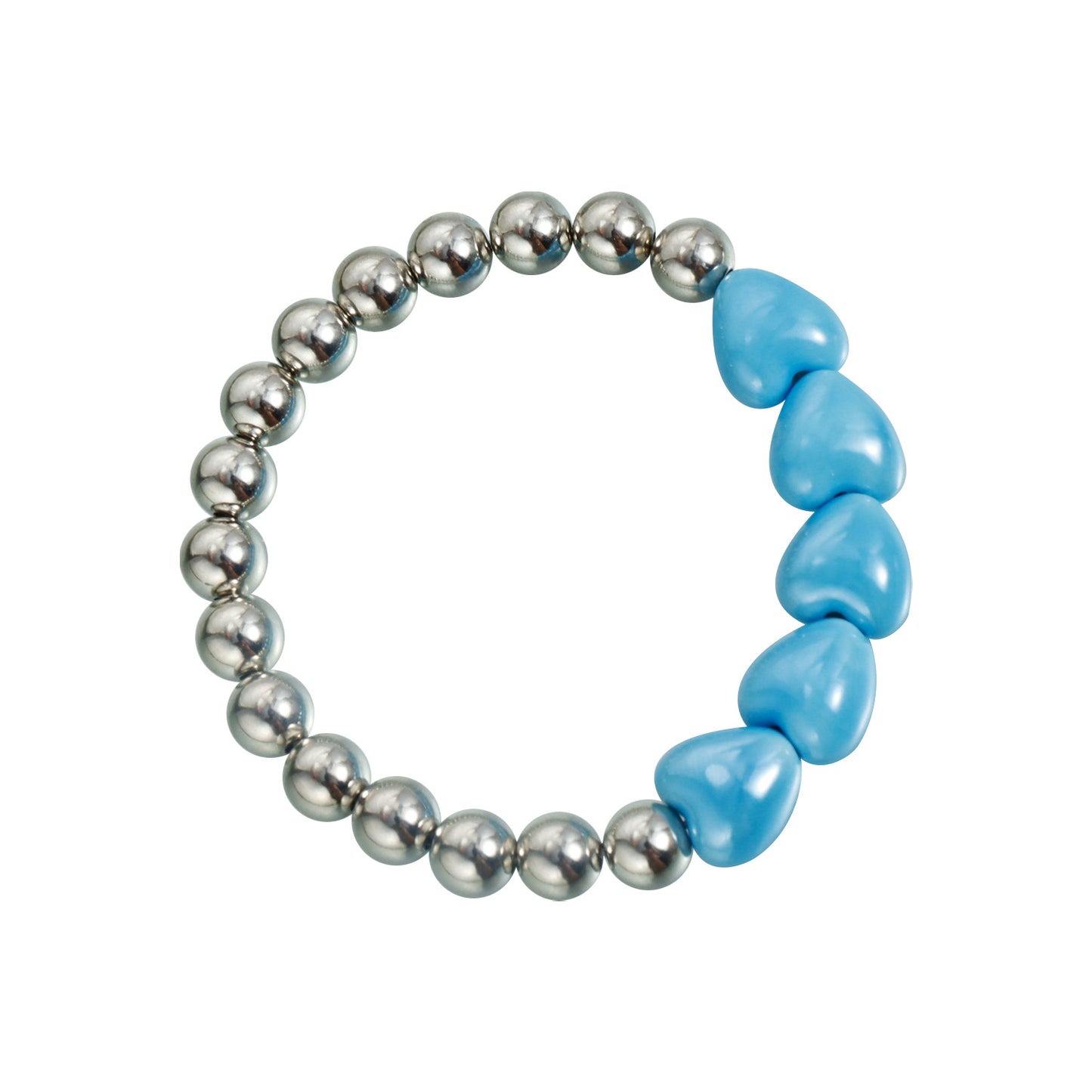 Fashion Geometric Heart Alloy Plated Necklace with Blue Tassel and Beads for Women