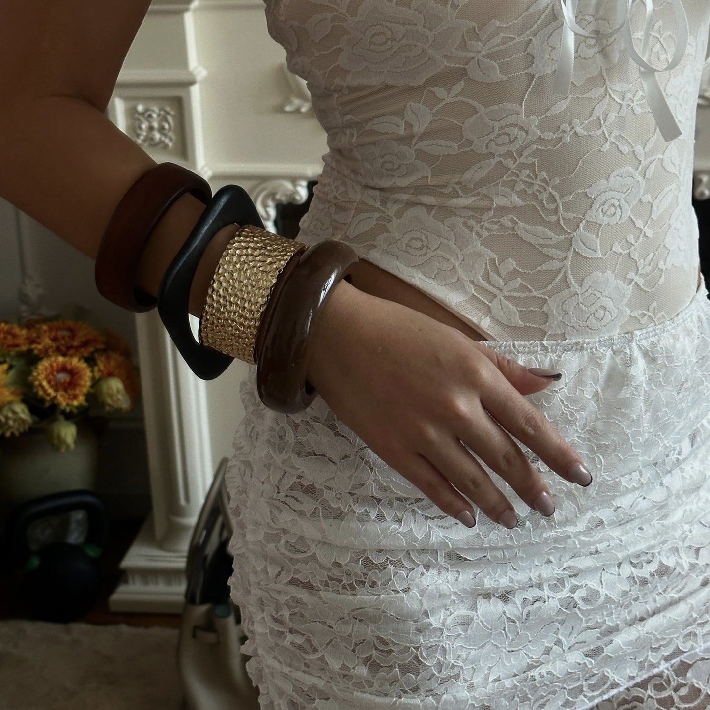 Minimalist Geometric Square Round Alloy Plated Bracelet