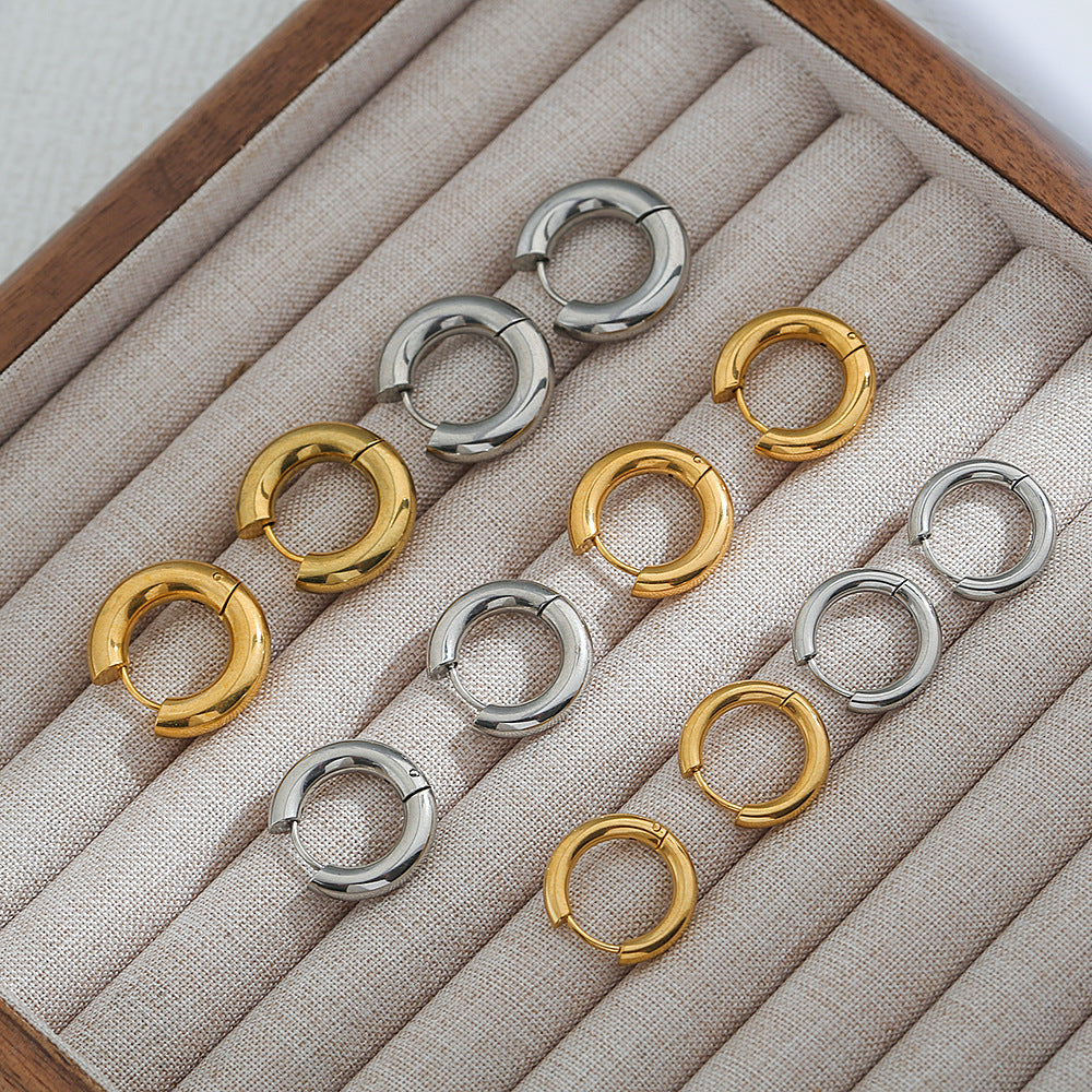 Pendientes de aro minimalistas en forma de U de acero inoxidable con baño para hombres y mujeres