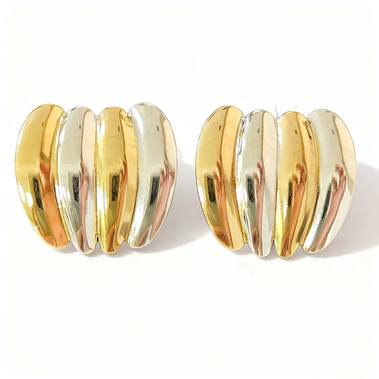 Luxury Casual Geometric Striped Plated Stainless Steel Earrings