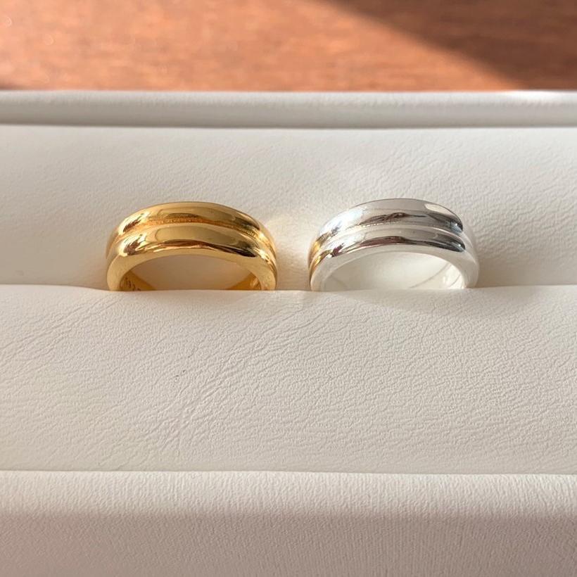 Minimalist Sweet 925 Sterling Silver Geometric Square Double Layer Ring for Women