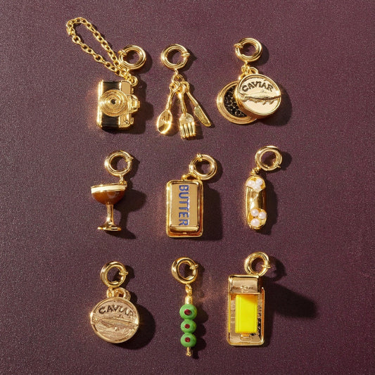 Vintage 18K Gold Plated Stainless Steel Camera Pendant Charm Bar for Women