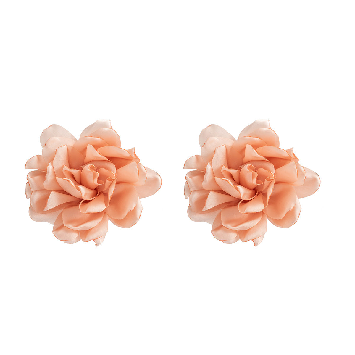 Exaggerated Silk Floral Stud Earrings for Women