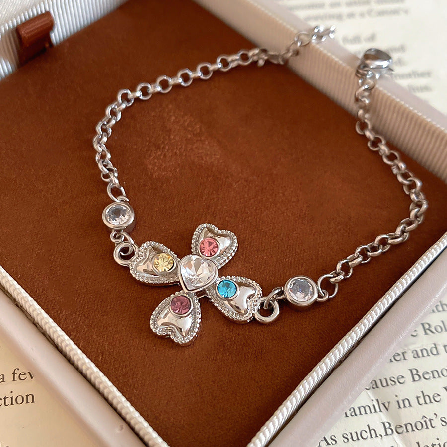 Elegant Luxury Oval Cubic Zirconia Inlaid Brass Bracelet for Women