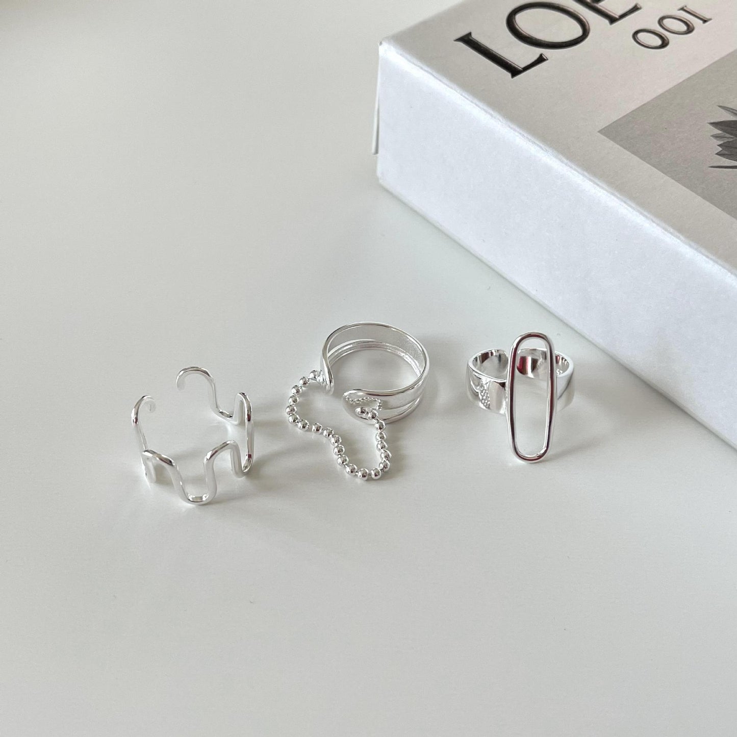 Anello da donna minimalista geometrico in argento sterling 925