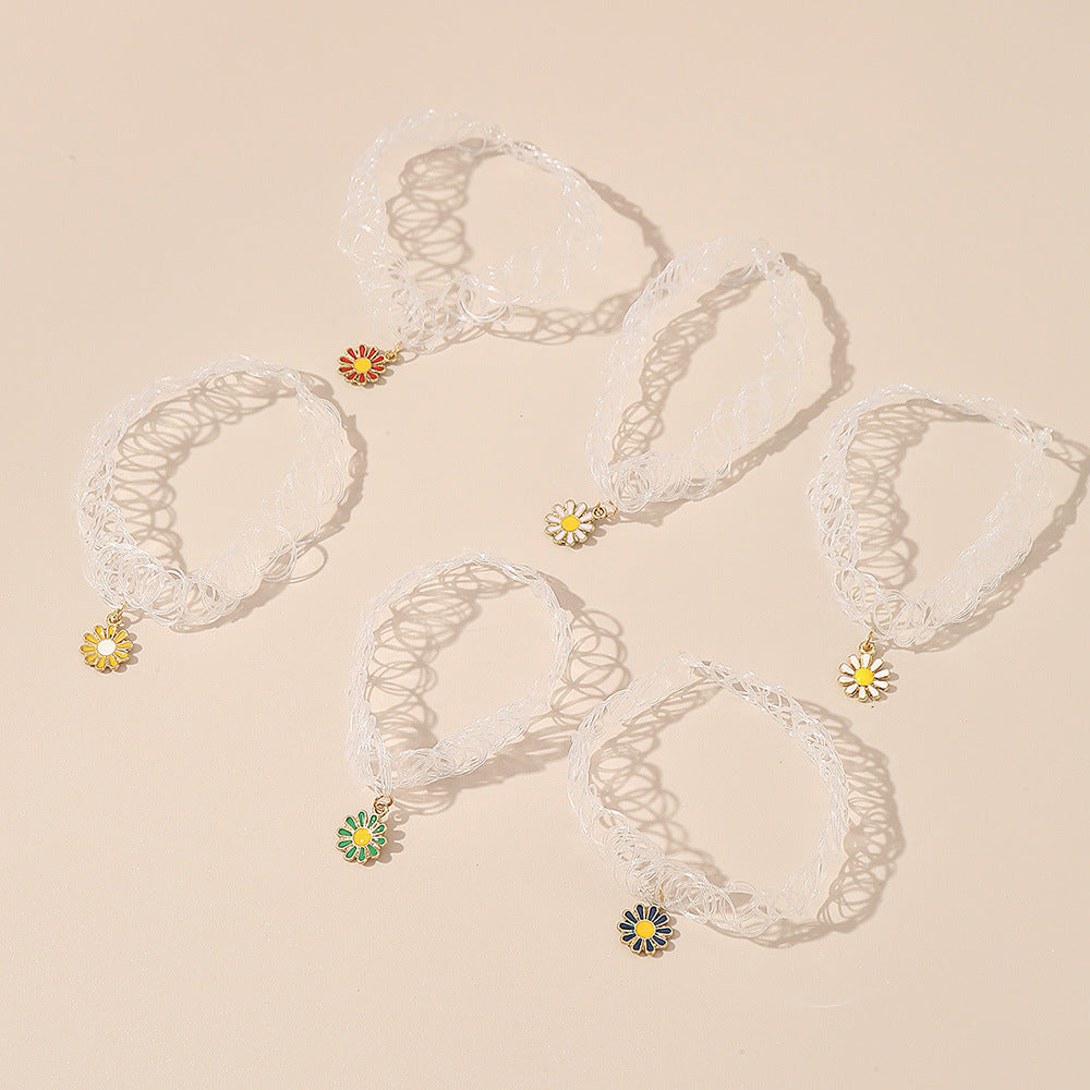 Bracciale in lega minimalista a forma di margherita per bambine dai 6 ai 10 anni, design floreale, accessorio estivo