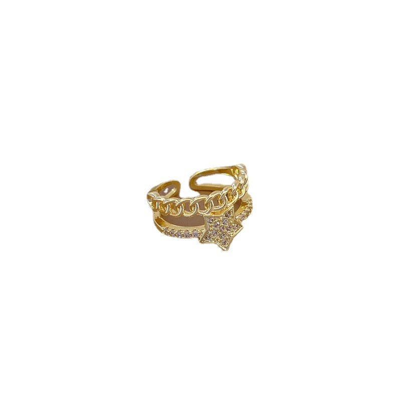 Anello a stella a cinque punte minimalista in ottone placcato oro da donna