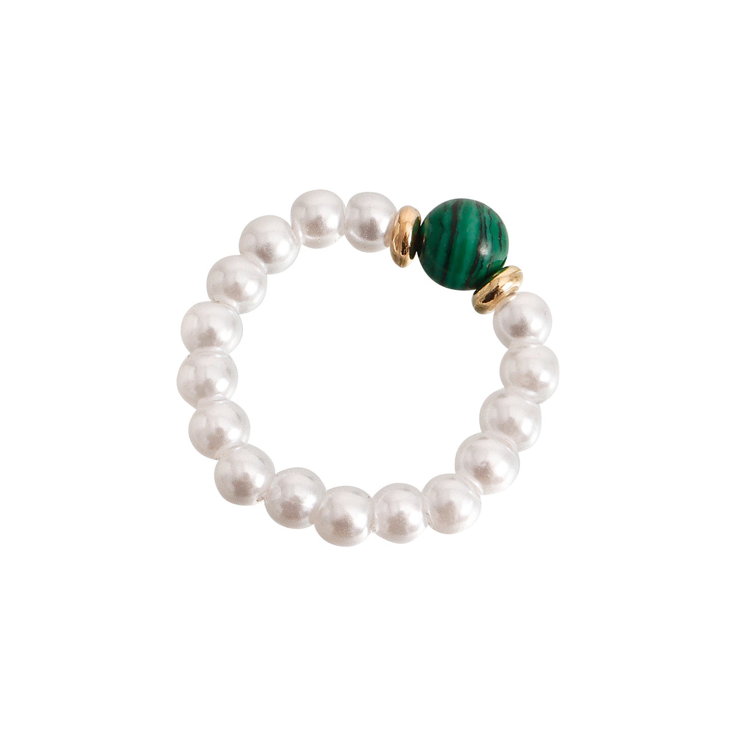 Anillo Acrílico Geométrico Bohemio con Perlas de Imitación y Acentos de Piedras Naturales para Mujer