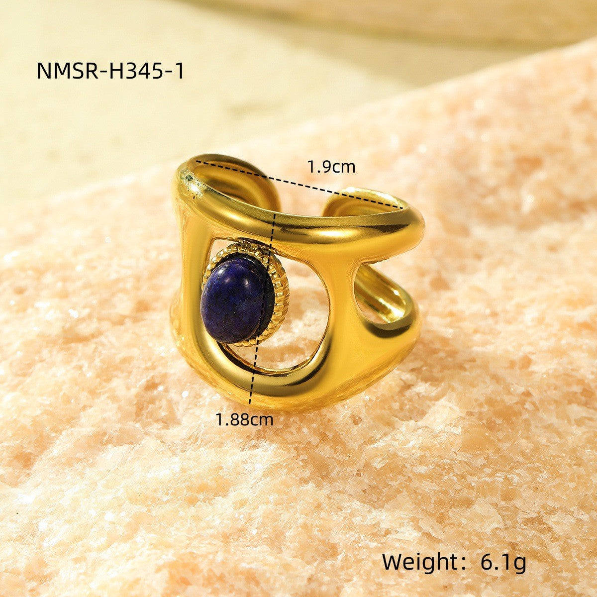 Anillo de lujo Ojo de Horus retro en acero inoxidable con acabado chapado para mujer, diseño de banda abierta geométrica