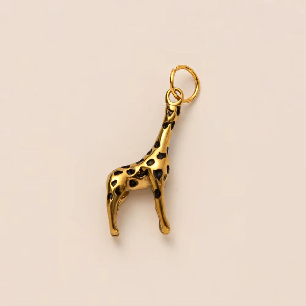 Vintage Cartoon Animal Geometric 18K Gold Plated Stainless Steel Charm Bar